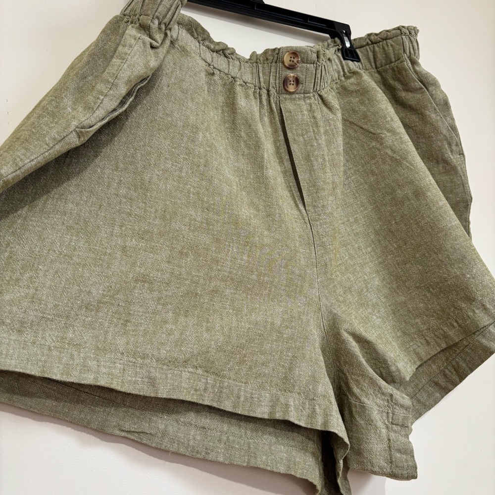 Ava & Viv Plus Size 3X Green Linen Rayon High Rise Pull On Beach Bermuda Shorts - Picture 5 of 16